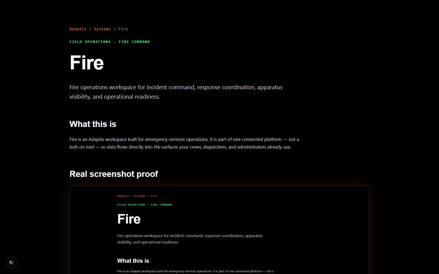 Current Adaptix Fire screen